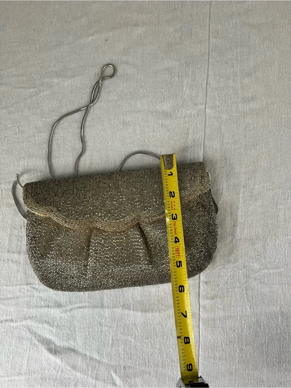 Vintage Walborg Silver Beaded Evening Bag Cocktail Purse Art Deco Korea